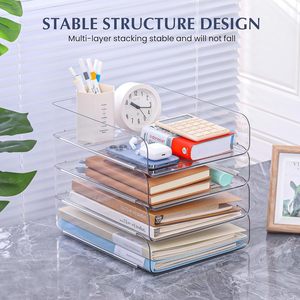 Multi-Layer Transparent Desktop Storage Rack Office Acrylic Bookshelf and Wall Stand Plastic <b>File</b> Storage <b>Box</b> Stackable Design - Product Image 4