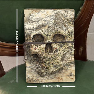 Bloc de notas A6, regalo de Acción de Gracias para cuñado para registrar recetas de parrilla y barbacoa con estampado de barco de <span class=keywords><strong>palmeras</strong></span> de isla en forma de calavera - Product Image 4