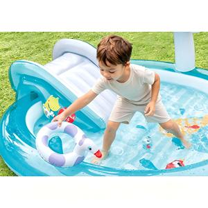 Inflatable Round Eco-Friendly PVC Water Play Center Kids Slide & Sprinkler <b>Pool</b> Outdoor Backyard Summer Toy - Product Image 2