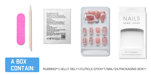 24 Faux <span class=keywords><strong>Ongles</strong></span> Carrés Moyens à Presser, Bordure French Blanche, Dégradé Doux, Nouveau Modèle, avec 1 Colle Gelée et 1 Lime à <span class=keywords><strong>Ongles</strong></span> - Product Image 6