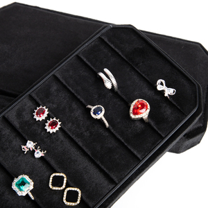 Boîtes de présentation pour bagues octogonales en velours flanelle personnalisées Zebo, organisateur, conteneur, plateau de présentation de bijoux avec couvercle AC14 - Product Image 2