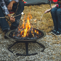 Vente en gros de foyer extérieur rond en métal noir de 26 pouces pour le jardin, le camping et les barbecues au bois