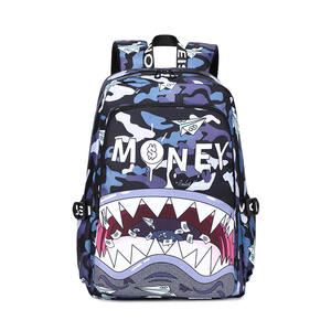 Mochila Escolar Moderna con Estampado de Boca de Tiburón Estilo Hip Hop, Gran Capacidad, Impermeable y Resistente, para Adolescentes, Viajes Escolares y Uso Diario - Product Image 3