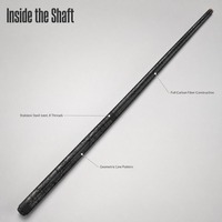 Queue de billard en fibre de carbone noire B1-02 1470mm 19oz, joint en acier inoxydable 1/2, pour Snooker, Billard chinois 8 boules, 9 boules, vente en gros