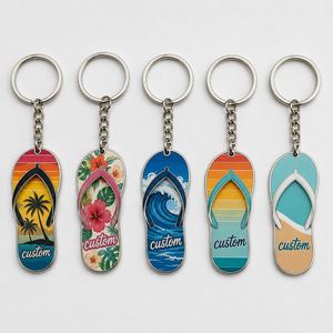 Llavero de chancla personalizado al por mayor de alta calidad, llavero con forma de sandalia de playa de verano, regalo de vacaciones para tiendas turísticas de la playa - Product Image 1