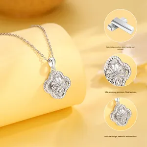 Şanslı dört yapraklı yonca S925 gümüş platin kaplama zirkon Trendy kolye lüks niş High-End rüya <span class=keywords><strong>Catcher</strong></span> kolye - Product Image 3
