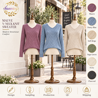 Pulls pour femmes, col en V, tricot décontracté, manches longues, hauts légers, vêtements pull-over, tenues de mode automne 2026
