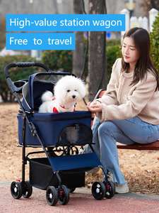 Penjualan laris kereta dorong anjing peliharaan dapat dilipat skuter berjalan troli tarik kecil kucing berjalan keranjang tamasya anjing kecil dapat dilepas - Product Image 2