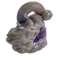 Haute Qualité Violet Améthyste Agate Druzy Cristal Dragon Nouveau Design Gravé Géode Énergie Naturelle Violet Pierre Artisanat Cristal