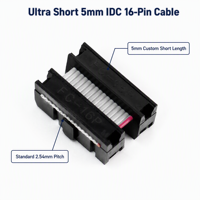 Kabel Pita Datar Ultra Pendek 5mm IDC 16 Pin UL2651 28AWG Pitch 2.54mm FC-16P Kabel Jumper untuk Printer 3D dan Elektronik Kompak