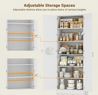 Armoire de rangement arquée de 80 pouces de haut avec 4 portes et étagères réglables, meuble de rangement en bois autoportant pour cuisine, salle à manger, salle de bain