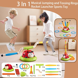 Jeu musical 3-en-1 à lancer et attraper avec télécommande, lance-fusée à pédale, jouet d'extérieur pour enfants, jeu sportif, vente chaude - Product Image 2