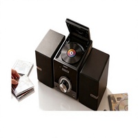 Système stéréo compact avec haut-parleurs, lecteur CD, radio FM, entrée AUX, entrée USB, prise casque, technologie DSP, télécommande, 30W, son cristallin, pour la maison