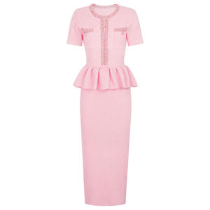 <span class=keywords><strong>Abiti</strong></span> eleganti alla moda da donna in maglia con perline Slim-fit Slim-fit a maniche corte abito per <span class=keywords><strong>abiti</strong></span> da sposa da donna - Product Image 5