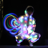 Ensemble de survêtement lumineux à LED deux pièces, couleur RGB, sweat-shirt et pantalon lumineux, tenue scintillante pour performance de bar et danse
