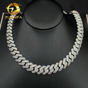 GRA Certified Jewelry 14mm 3 Rows Sterling Sier Iced Out VVS Moissanite <b>Men</b> Cuban Link <b>Chain</b> <b>Necklace</b> - Product Image 1