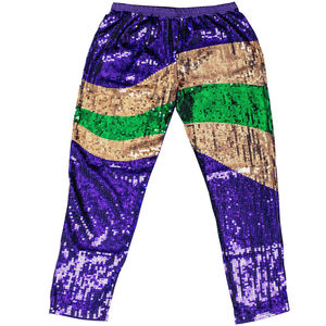 Vêtements de Mardi Gras pour femmes adultes, leggings à paillettes, <span class=keywords><strong>pantalon</strong></span> rayé violet - Product Image 2