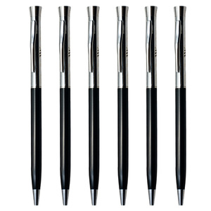 Bolígrafo Metálico Delgado Promocional con Logotipo Personalizado, Punta de 1.0 mm, Escritura Deportiva, Negro, Oro Rosa, Acero, Mecanismo Giratorio, BonVan Hex/Triangular - Product Image 3
