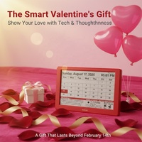Calendrier de bureau intelligent Wi-Fi E-Paper 7 pouces pour la Saint-Valentin avec rappel automatique des jours fériés et nouvelles en temps réel - Cadeau technologique moderne