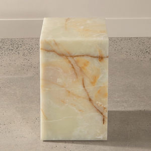 Soporte de exhibición de mesa lateral, pedestal de piedra natural de ónix, con borde de mármol - Product Image 1