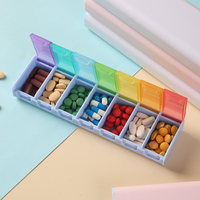 Kotak Pil Vitamin Mingguan 7 Hari Tipe Tekan yang Dapat Disesuaikan, Kotak Pil 7 Kompartemen untuk Pengisi Ulang Pil, Organizer Pil untuk Perjalanan, Berkemah, Kantor