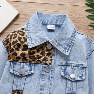 Veste en jean léopard pour enfants, garçons et filles, mode automne, manteau à manches longues avec poches - Product Image 6