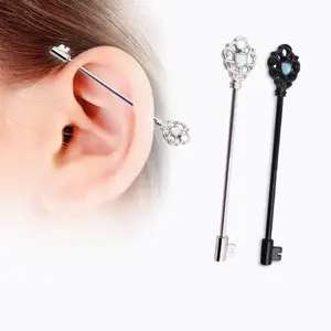 Fashion Jewelry Piercing Jewelry - Unique AoBao Shell Ear Studs, Long Key Ear Bone Studs, Barbell Jewelry