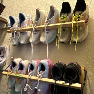 Wall Mounted Wooden <strong>Shoe</strong> <strong>Rack</strong> - Modern &amp; <strong>Small</strong> <strong>Shoe</strong> Storage Solution for <strong>Shoes</strong> and Boots in Narrow Spaces, Entryways,or Hallways - Product Image 3