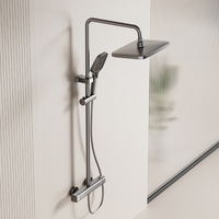 SANIVITAL Système de douche thermostatique mural à affichage numérique de haute qualité avec fonction pluie, eau chaude et froide, ensemble de douche pour salle de bain