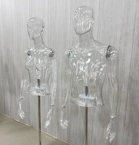 Mannequin de Torse Féminin Personnalisé Transparent avec Base Métallique, <span class=keywords><strong>Buste</strong></span> en Plastique Clair pour Présentation - Product Image 6