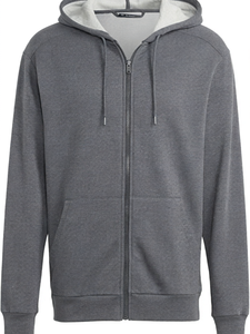 Sudadera con capucha gris personalizada para hombre, con cremallera completa, de punto tipo jersey, anti-bolitas, cálida, estilo casual urbano para otoño, tipo jersey/pullover. - Product Image 1