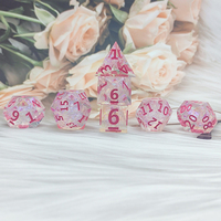 Ensemble de dés numériques transparents en résine bleue à bords coupés, 7 pièces, dés polyédriques, jeu de société RPG pour explorateurs