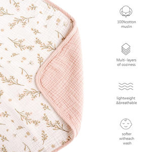 Manta de <span class=keywords><strong>cuna</strong></span> de algodón envolvente para guardería súper suave y ligera para mantas de bebé de muselina infantil - Product Image 3
