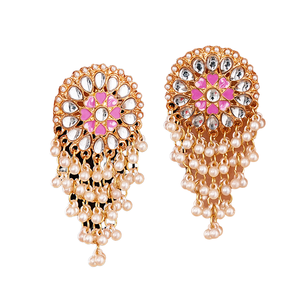 Pendientes de borla con forma de gota de agua, adornados con cristales de aleación vintage indios, de lujo ligero, estilo palaciego, imitación de rodio de alta gama - Product Image 2