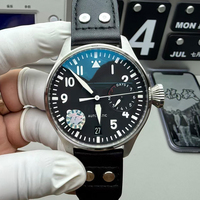 Montre pour homme élégante et simple, de luxe, en acier inoxydable, automatique, mécanique, étanche, 46 mm, analogique, bracelet en cuir, montre de sport pour homme