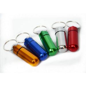 MM-APB001 D14xH48mm Storage Metal Aluminum Pill Holder Box Case Capsule container with Keychain