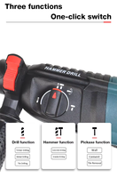 Perforateur Électrique à Haute Puissance, Poignée Ronde, 3 en 1, Multi-usages, Léger, pour Béton