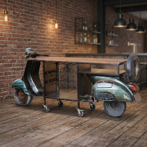 Industrial <b>Vintage</b> Iron Metal Solid Indian Wood Automobile Old Scooter Design Bar <b>Table</b> for Home Furniture and Hotel Use - Product Image 3