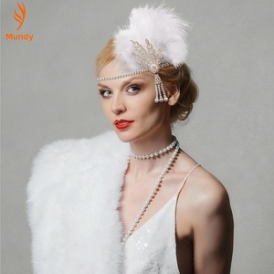 Accessoires de <span class=keywords><strong>photographie</strong></span> vintage : Bandeau, coiffe à plumes style Grand Gatsby, diadème à feuilles des années 20, accessoires capillaires pour femmes - Product Image 4