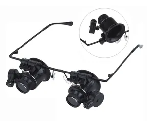 LED lamp double lens 20 times clock repair detection metal glasses frame head-mounted set stamp jewelry magnifying glass