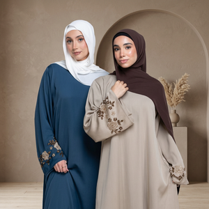 Robe Abaya Longue de Luxe en Soie de Haute Qualité pour Femmes Adultes, Style Décontracté avec Fente Latérale, Chemise Anti-Plis Faite à la Main, Modèle Musulman - Product Image 2