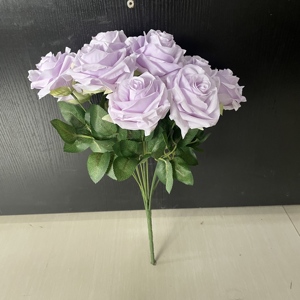 Ramo de Rosas Artificiales Multicolor Plateado y Dorado de 10 Cabezas, <span class=keywords><strong>Flor</strong></span> de Tela de Seda para Decoración de Bodas, Festivales y Hogar - Product Image 6