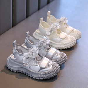 <span class=keywords><strong>Sandales</strong></span> de princesse en maille ajourée pour filles, chaussures d'été à semelle souple, chaussures de plage à enfiler tendance - Product Image 1