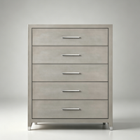 Commode étroite à 5 tiroirs en bois massif gaufré, design moderne, pour chambre à coucher, personnalisable OEM/ODM, idéale pour les commandes en gros