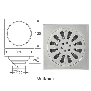 <span class=keywords><strong>Scarico</strong></span> a Pavimento in Acciaio Inox Spazzolato 12x12cm Anti-odore per Bagno, Cucina, Toilette e Doccia - Product Image 3