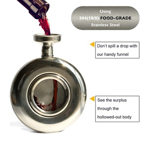 Bình Đựng Trong Suốt Bằng Thép Không Gỉ Hình Tròn 5Oz Lạ Mắt Bình Đựng Hông Có Cửa Sổ Kính - Product Image 3
