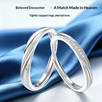 Personalisierter Gravierter S925 Sterling Silber Paarring für Valentinstag Liebesgeständnis Geschenk