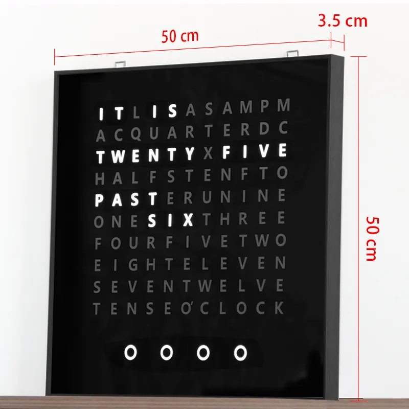 CP037 Free Sample Unique Design Clock Says Time Russian LED Digital Word Clock German Text Wall Clock For Home Office