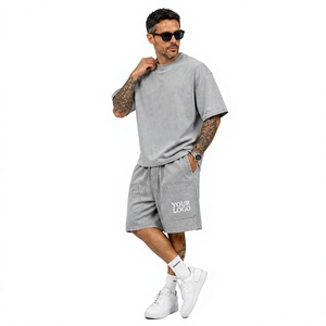 Personalized Logo <b>Men's</b> Oversized T-Shirt and Cargo Shorts 2-Piece Set For <b>Men</b> Casual Wear Summer Cargo Shorts Set - Product Image 1