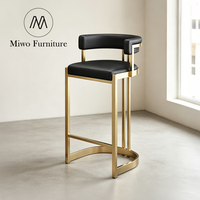 Chaises de bar de luxe en cuir pour îlot de cuisine, tabourets de comptoir pivotants en acier inoxydable doré, chaises de salle à manger modernes
